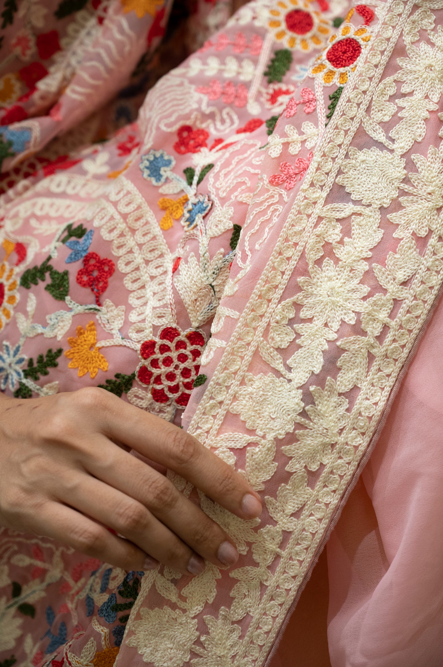designer threadwork saree