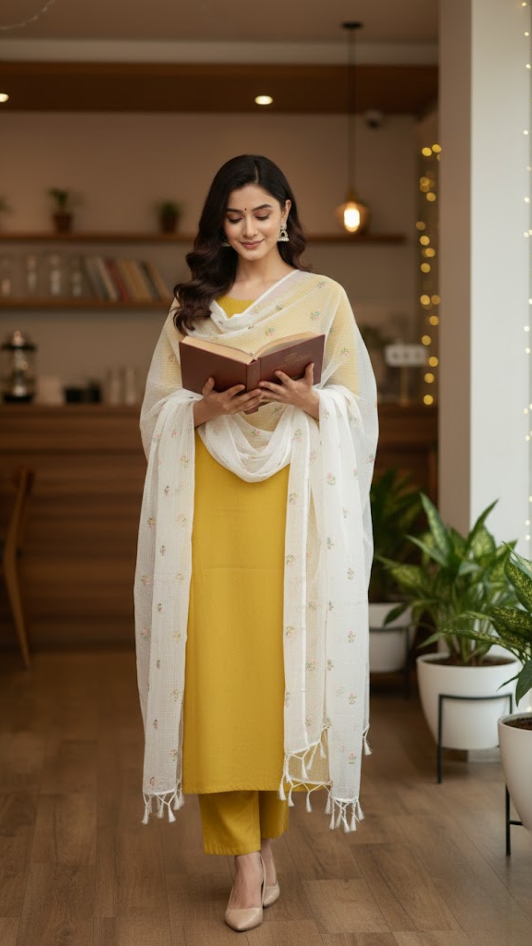 Yellow Chanderi Cotton Dress Material with Kota Embroidery Dupatta – 3 Piece Set