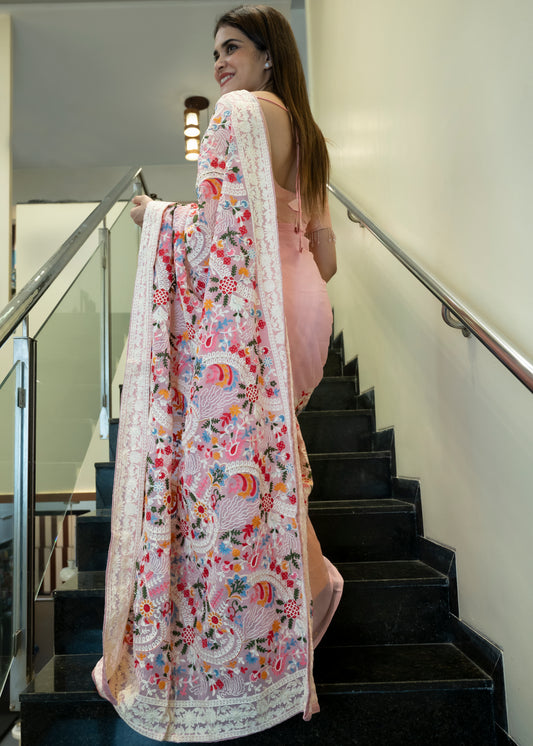 designer threadwork saree
