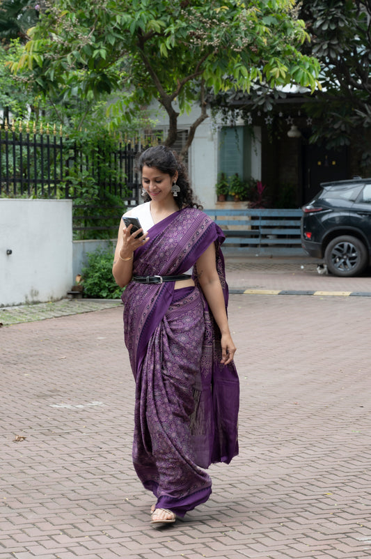 ajrak saree