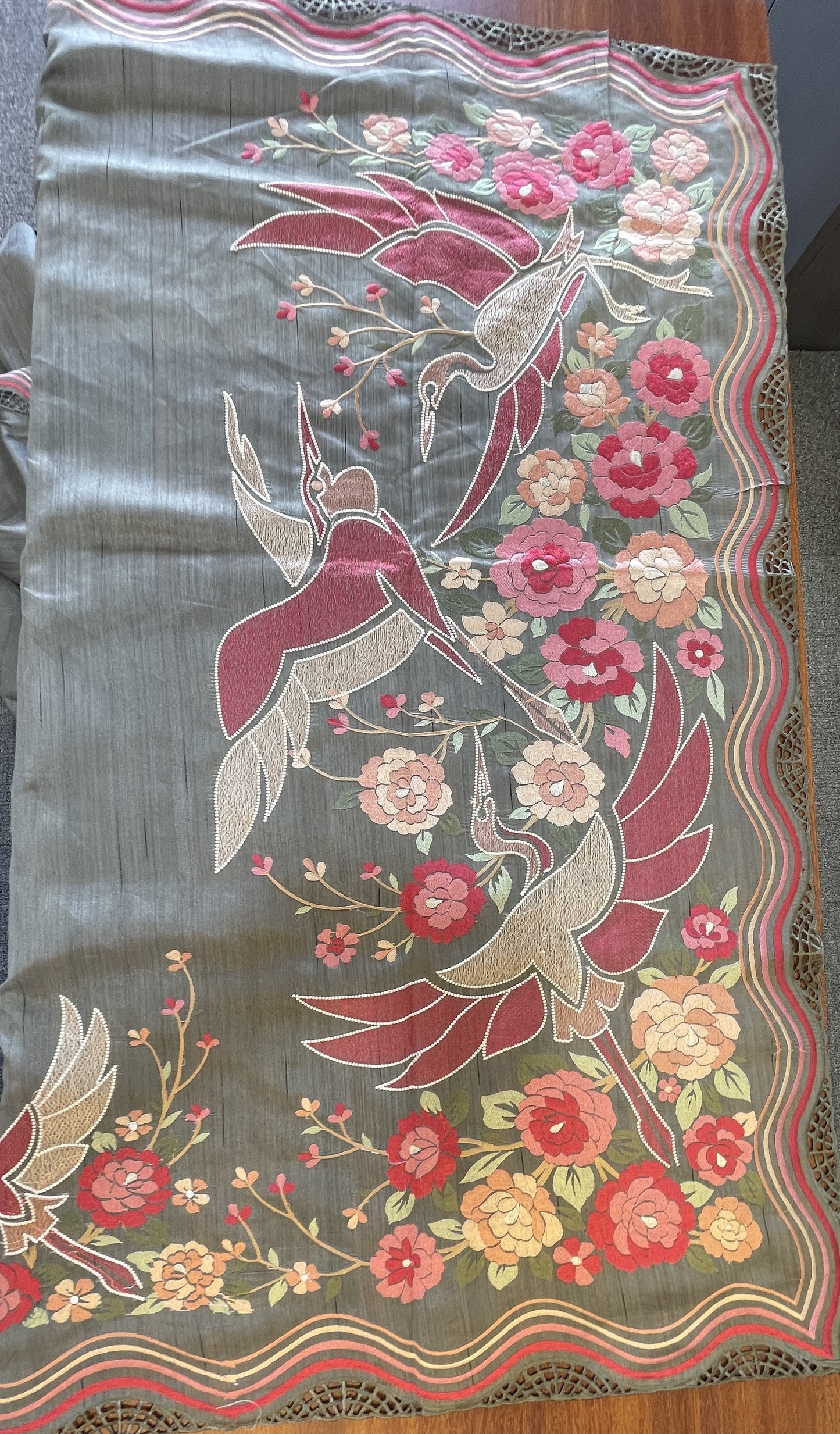 Embroidered tussar